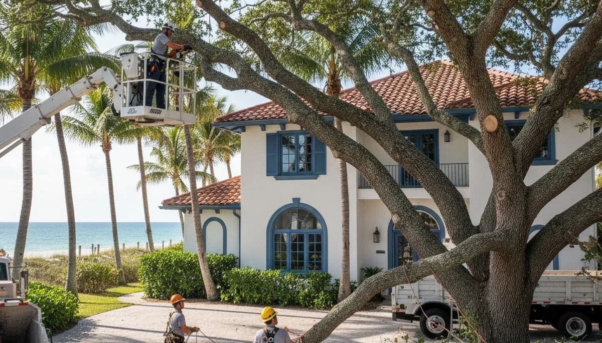 Tree service crew in New Port Richey, FL performing professional tree trimming and removal